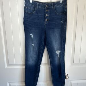 Maurices High Rise 12 Distressed Skinny Jeans Blue Denim Stretch 5-Pocket Women